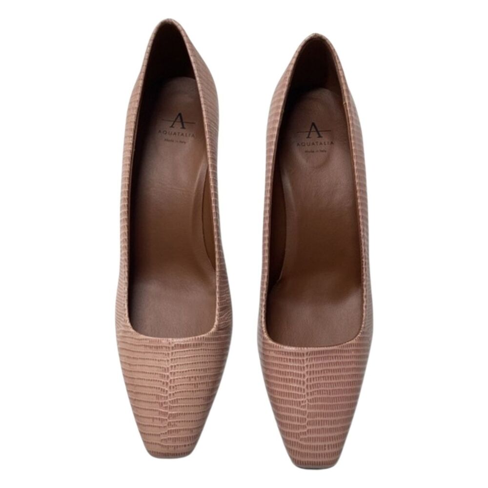 Aquatalia Ryan  Mauve Textured Square-Toe Heels Size 8